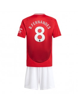 Billige Manchester United Bruno Fernandes #8 Hjemmedraktsett Barn 2024-25 Kortermet (+ Korte bukser)